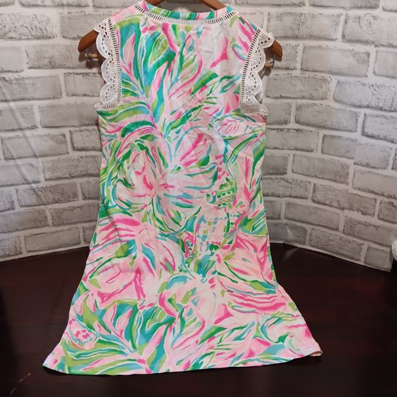 NWT Lilly Pulitzer Agee Dress Croc My World Lace Trim  Dress Size XS Summer cool - Picture 6 of 15